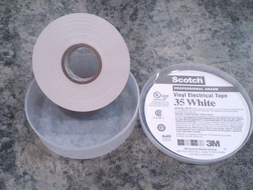 Scotch 35 white vinyl electrical tape 3/4&#034; x 66&#039; roll plastic case for sale