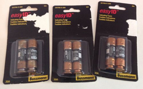 New 3 Packs of 2. Cooper Bussmann Easy ID BP/FRN-R-30ID Indicating Fuses 30A