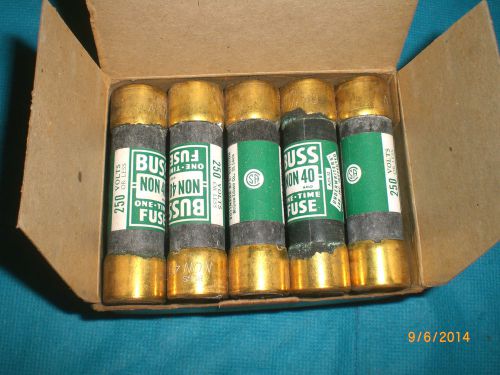 10 New Old Stock Bussmann One Time Buss Fuses NON 40, 250 Volt