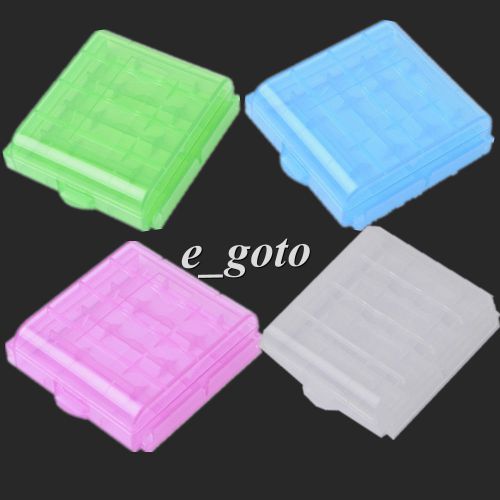 4pcs white green blue pink hard plastic case holder storage box aaa aa battery for sale