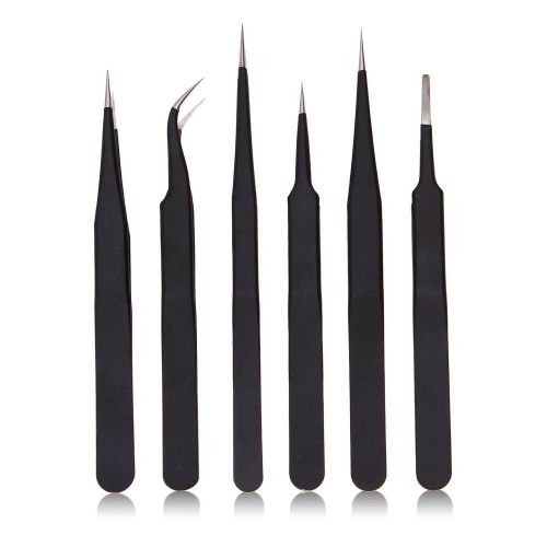 6pcs stainless steel anti-static tweezer repair tool kits esd10 11 12 13 14 15 for sale