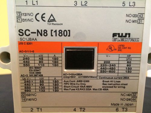 Fuji Electric Relay Sc-N8 (180) / 3NC4Q / SC1JBAA Contactor