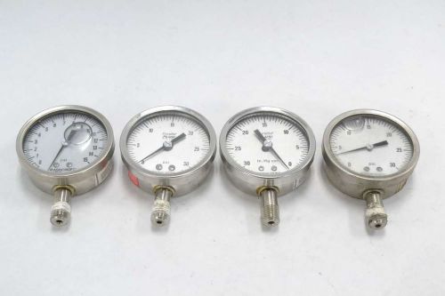 Lot 4 ashcroft assorted pressure gauge 0-30psi in-hg 0-15psi 1/4in npt b351999 for sale