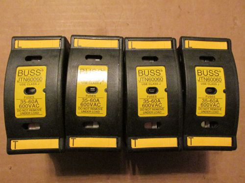 New nos lot of 4 cooper bussman jtn60060 fuse holder class j fuses 35-60a 600vac for sale