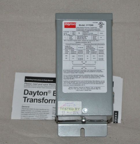 Dayton Transformer In 120/240 VAC 0.15 kVA.
