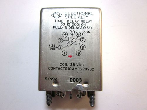 New electronic specialty es 10a 28 vdc time delay relay 2 sec sealed 9 pin 9p for sale