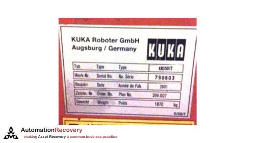 KUKA KR350/2 SERIES 790603 - HEAVY DUTY PAYLOAD ROBOT