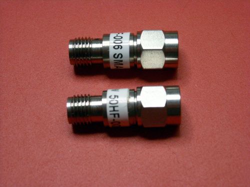 Two (2) jfw 50hf-006 sma fixed attenuators 6 db / 18 ghz / 50 ohms for sale