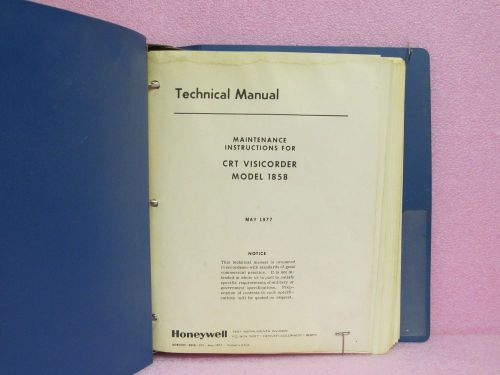 Honeywell Manual 1858 CRT Visicorder Maintenance Manual w/Schematics (5/77)