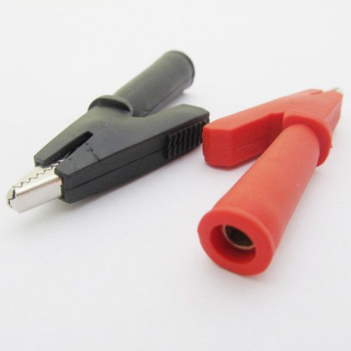 2x alligator clip to banana jack insulate clamp r &amp; b for sale
