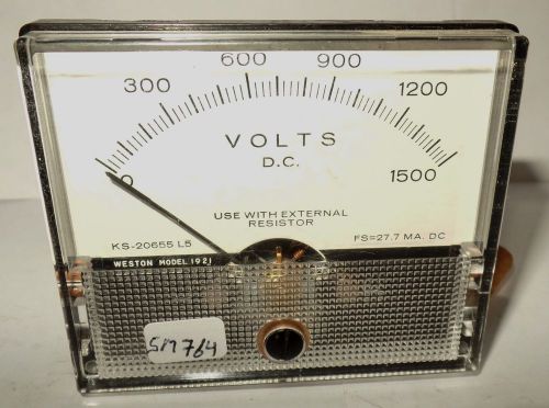 Vintage Weston DC Square Panel Meter Voltmeter Volts 0-1500 VDC 1.5 KV D.C.