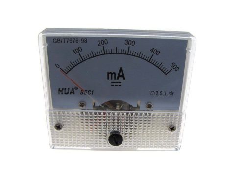 DC 500mA Analog Needle Panel DC Current Ammeter  85C1