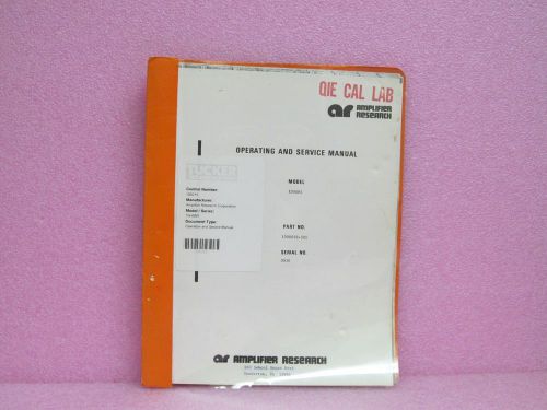 AMPLIFIER RESEARCH 10HBM1 Operating and Service Manual w/Schematics