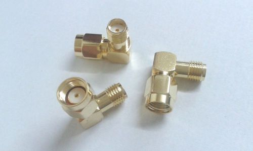 50 pcs gold RP-SMA male to SMA female Right Angle RF Adapter connectors