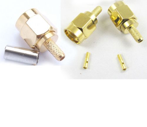 50 sets RP SMA Male Crimp Coaxial Connector for RG174 RG179 RG316 RG188 Cables