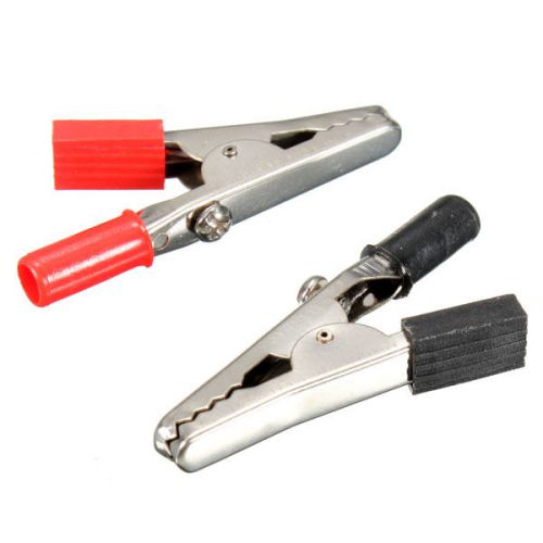 2pcs alligator clip clamp to 4mm banana female jack test adapter 55mm red&amp;black for sale