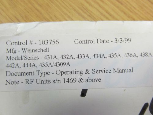 WEINSCHEL ENGINEERING 431A etc RF Units Oper &amp; Serv Manual w/schematics c 8/78