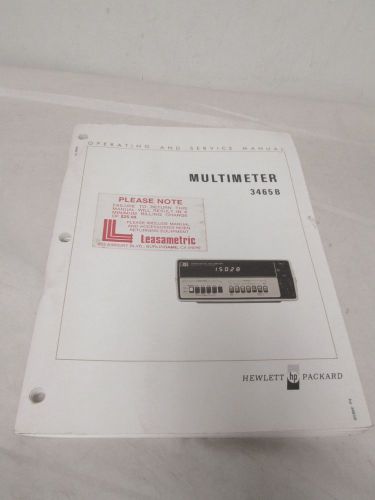 HEWLETT PACKARD MULTIMETER 3465B OPERATING AND SERVICE MANUAL(A-62)
