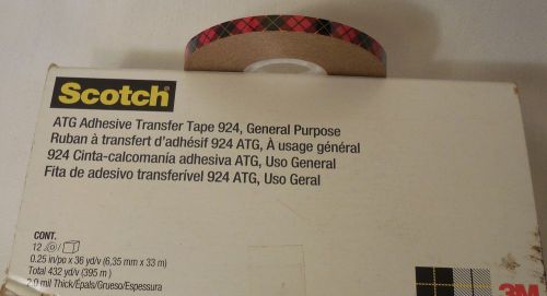Scotch atg adhesive trasfer tape 924, box of 12 (0.25&#034; x 36 yd) for sale