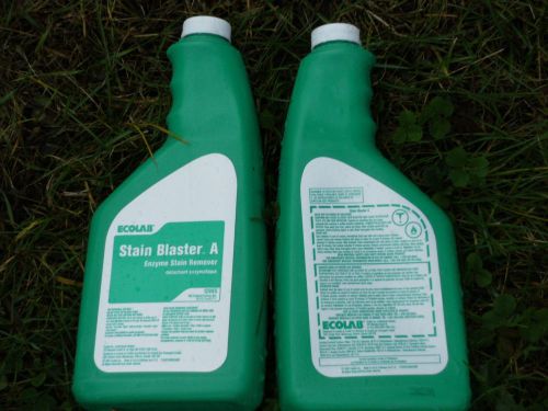 ECOLAB STAIN BLASTER A 12085 ENZYME STAIN REMOVER TWO 24 OZ BOTTLES