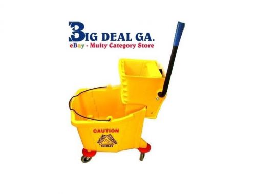 Rubbermaid 7580 35 quart commercial cleaning mop trolley water bucket w/ wringer for sale