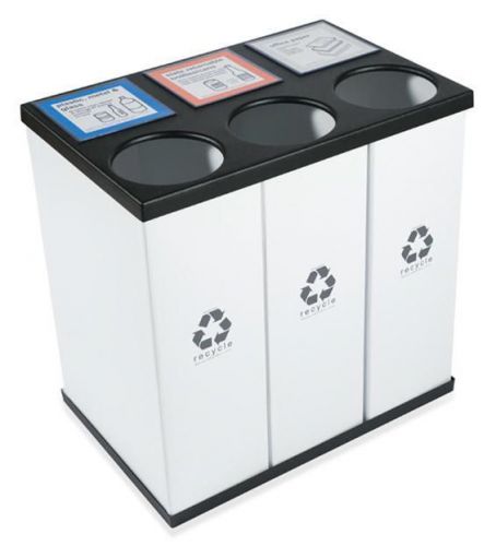 Recycle recycling bin- (3) 33 gal. great for offices &amp; schools. custom labels. for sale
