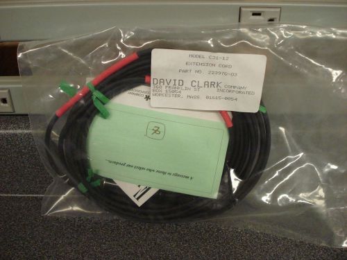 David clark extension cord 12ft c31-12 - new for sale