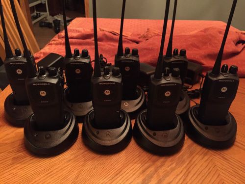 Set Of Eight (8) Motorola pr400 Uhf Portable Radios With Chargers