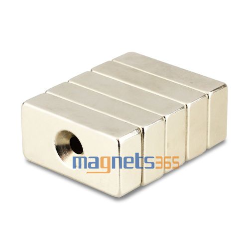 5pcs N35 Strong Block Cuboid Rare Earth Neodymium Magnet 40 x 20 x 10mm Hole 6mm