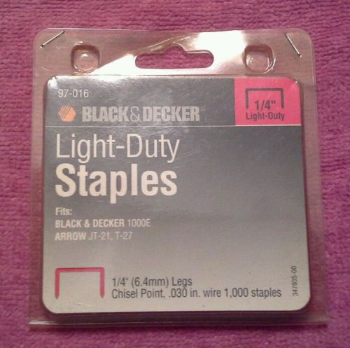 Black and Decker Light-Duty Staples 1/4&#034; 97-016 - Box of 1,000