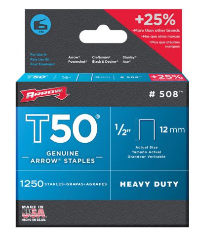 280145 arrow fastener t-50 1/2in staples box of 5000 for sale