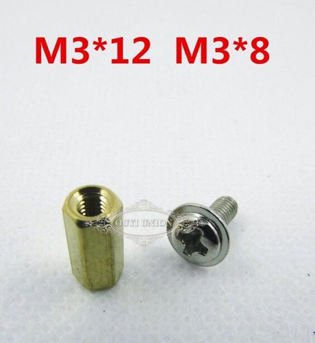 20pack copper hexagon m3*12 cap screw m3*8 standoff spacer for pcb board screws for sale