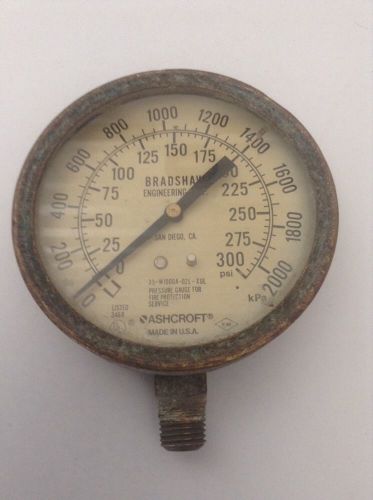 Brass 3 1/2&#034; Ashcroft Bradshaw Engineering Pressure Gauge For Fire Protection