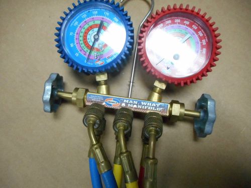 Uniweld hvac manifold gauges with 5&#039; magic hose brass for sale