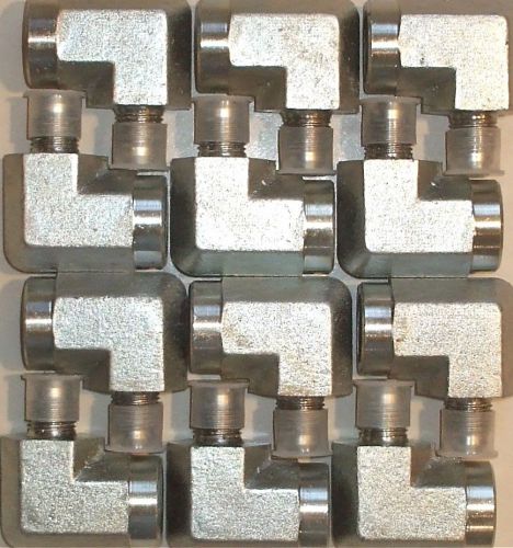 LOT OF 12 Steel Hydraulic Fittings, 3/8&#034; Male JIC x 1/2&#034; Female NPTF 90 Elbow