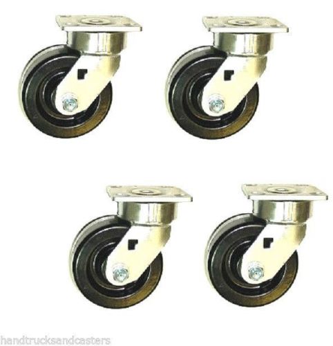 Set of 4 Kingpinless  Plate Tool Box Casters with 6&#034; x 2&#034; Phenolic Wheel