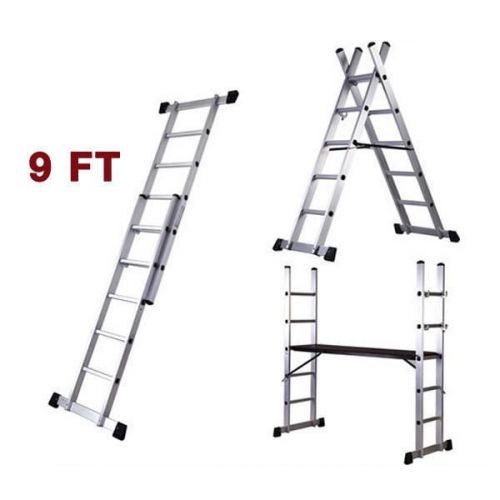 New Multi Purpose Step Function Aluminum Work Scaffold Platform Extension Ladder