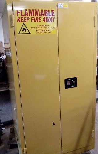New Jamco BV1 55 Gallon Drum Size Flammable Safety Cabinet Yellow Scratch &amp; Dent