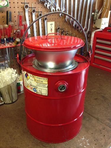 Justrite Drain Can Model 10905 with Lid and Funnel 5 Gallon Red