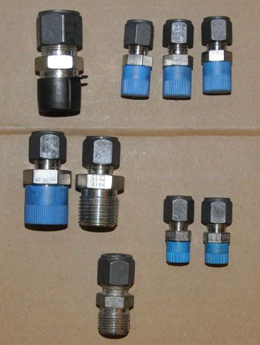 PARKER Tubing Connectors w/ Nut &amp; Ferrell, 1/4,3/8,1/2&#034; Tube x MNPT Size, 316 SS