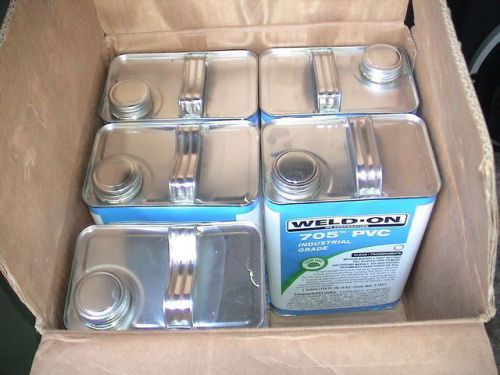 Lot of (5) 1 gallon weld on 705 pvc clear plumbers plastic pipe cement 10085 for sale