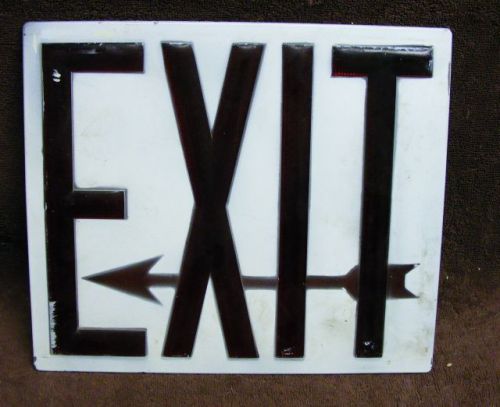 Vintage Antique GLASS EXIT Sign Plate Waffle Glass Gruber Brothers Brooklynn NY