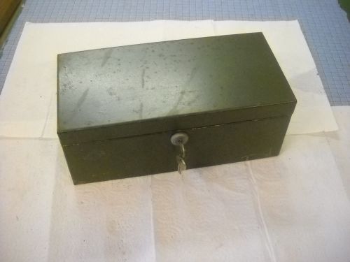 vintage metal lock box with 2 keys illinois army green
