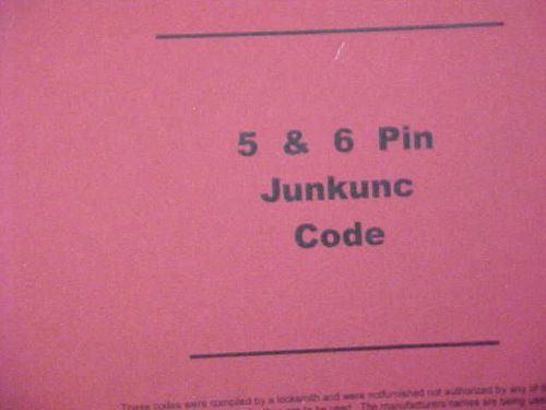 JUNKUNC 5 &amp; 6 PIN CODES book, locksmith,craftsman, collector