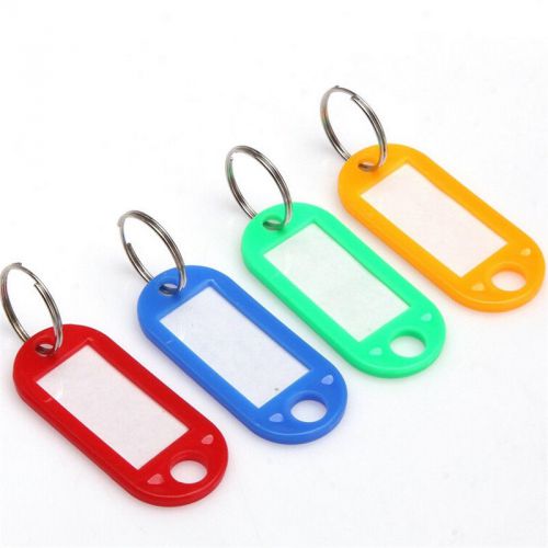 Practical high quality lot of 100 key id labels tags with key ring split rings for sale