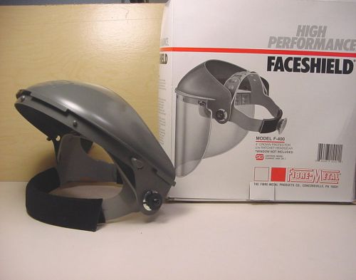 Fibre metal f-400 4&#034; crown protector faceshield c/w ratchet headgear for sale