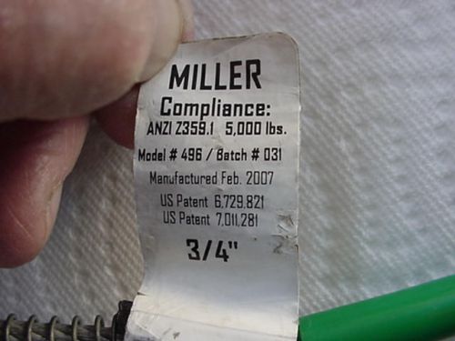 MILLER COMPLIANCE 5,000 LB ANSI CERT. ANCHOR RE-USABLE NEW,UNUSED