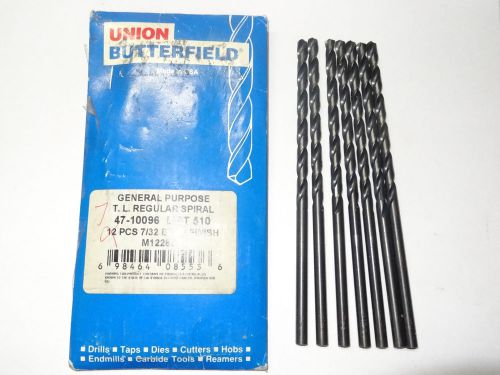 7 new union butterfield 7/32&#034; hss taper length extra long twist drills 47-10096 for sale