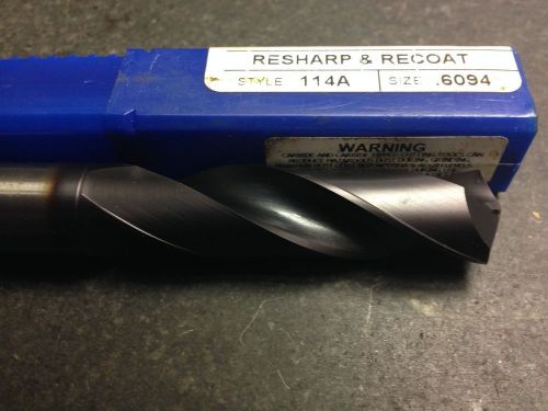 .6094 X 1-1/2 X 3 SOLID CARBIDE DRILL Tin Coated