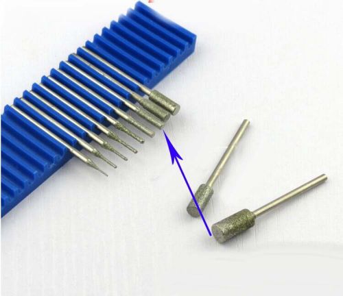 30 x diamond coated 3.0mm cylindrical cylinder rotary drill bit burr burrs point for sale